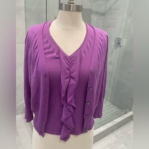 ESCADA EDITION PURPLE TWIN SET: TOP & CARDIGAN EU SIZE 38